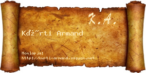 Kürti Armand névjegykártya